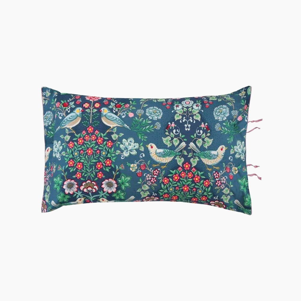 OH MY DARLING L size Cushion 42x65 cm dark blue pure cotton percale 