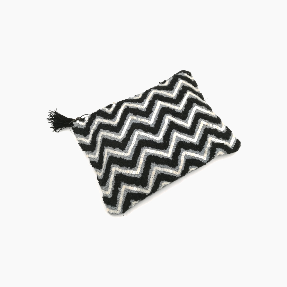 Black & White Handbag with Stripes