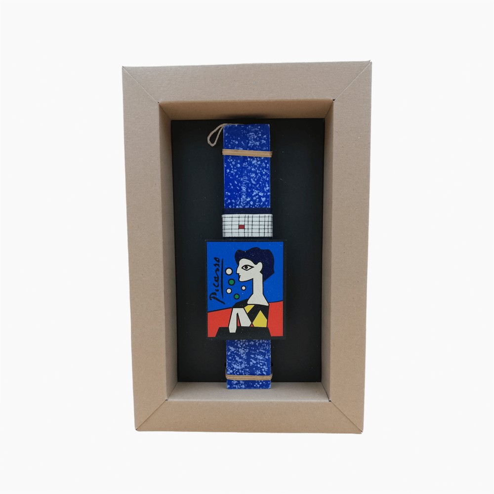 Blue Candle with Picasso Magnet