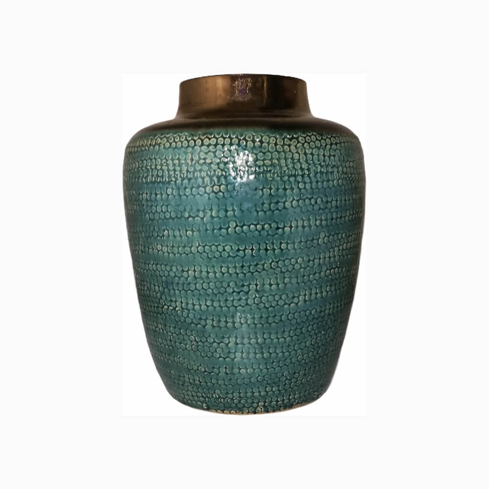 Turquoise / Gold Ceramic Vase